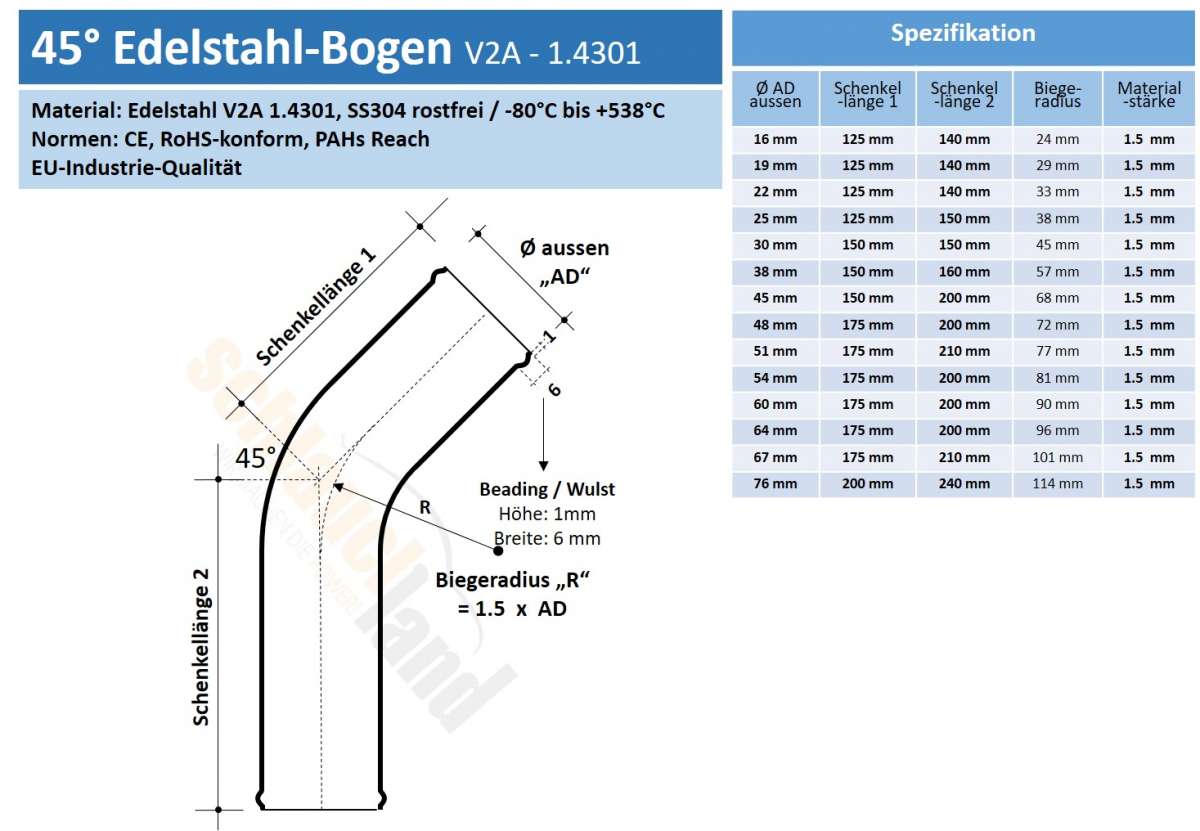 L Style Bogen V A Gr En Mm L Stylerohr Bogen Rohrbogen