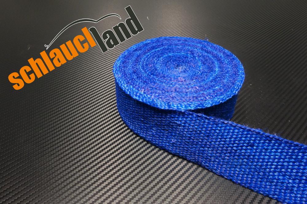 15m Fiberglas Hitzeschutzband 50mm blau 800°C 10 Kabelbinder***Heat Wrap Turbo 